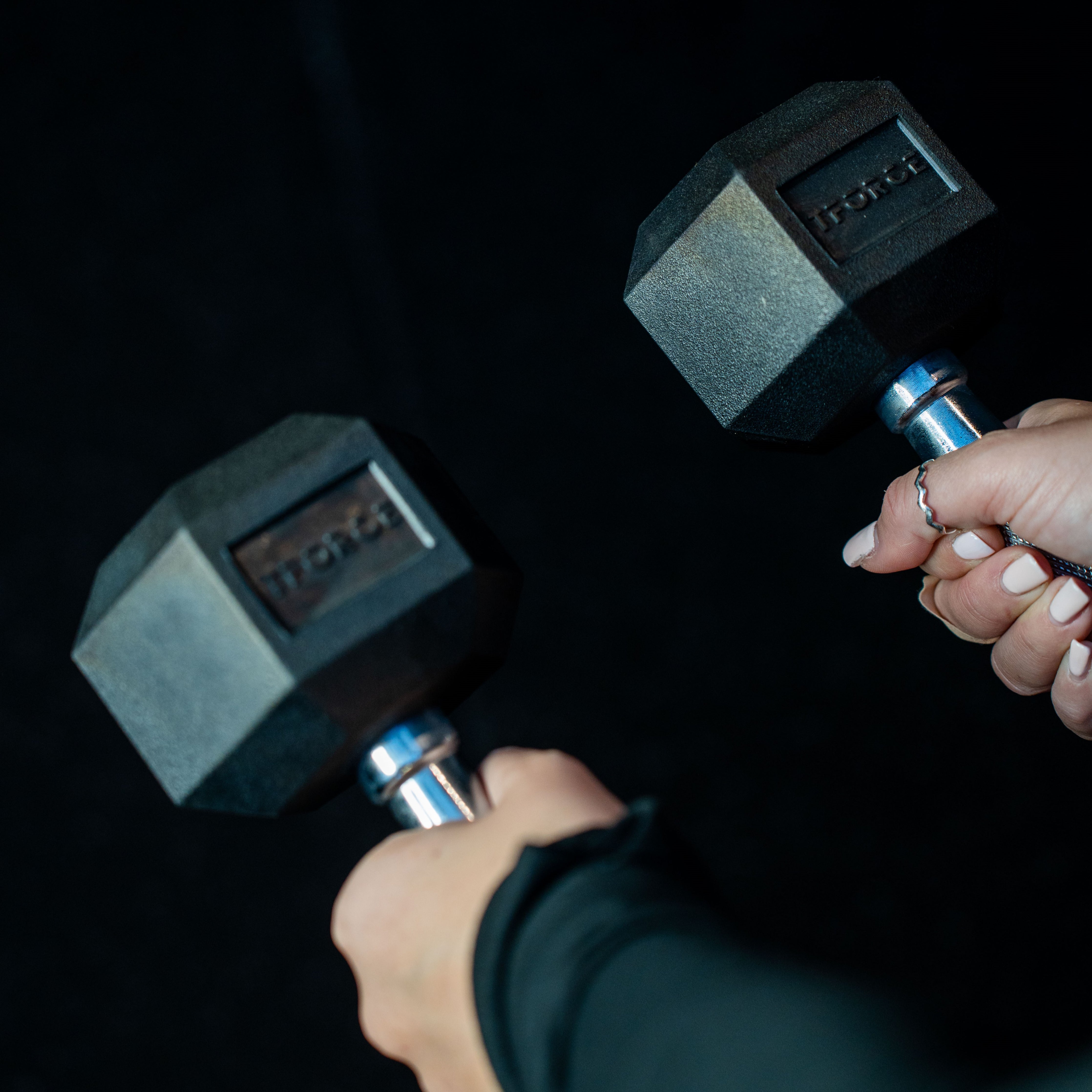 TFORCE HEX RUBBER DUMBBELLS (sold in pairs)